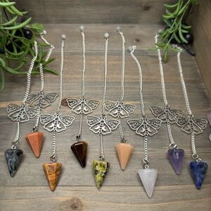 Silver Moth Crystal Pendulums (set of 9)